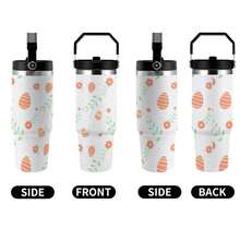 30oz  Broken Flowers, Easter Eggs, Easter, Orange Stanley Style Tumbler Wrapped Graffiti SGRHO Mug - 白色 - 查看 5