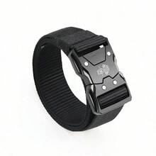 Cinturón táctico de nailon altamente adaptable, que se combina perfectamente con ropa de trabajo, pantalones deportivos y pantalones casuales; versátil para el transporte al aire libre y como regalo. - Gris - Ver 6
