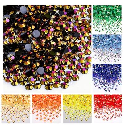 ICIQ Đá giả kim cương nhựa Jelly AB không cần keo dán, kích thước 3mm, 4mm, 5mm, nhiều màu sắc, dạng phẳng, có thể dùng để trang trí nhiều vật dụng hàng ngày như quần áo, mũ, giày dép, v.v.