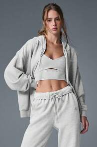 Alo Yoga Alo Accolade Full Zip Hoodie Unisex Style Designed For A Boxy Athletic Heather Grey U3041rg - 白色 - 查看 3