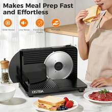 YASHE Foldable Electric Food Slicer, Adjustable Thickness 0–15mm, 6.7" Stainless Steel Blade, 150W Motor, Portable & Easy-To-Clean, Meat, Cheese, Bread, And Vegetable Slicer For Home Kitchen, Black,201 Stainless Steel - Default - View 7