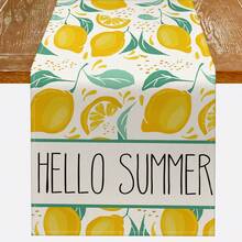 1 Lemon Dining Tablecloth, Spring And Summer Citrus Fruit Coarse Linen Kitchen Decoration, Seasonal Indoor And Outdoor Home Decoration Party Supplies - Yellow - View 8