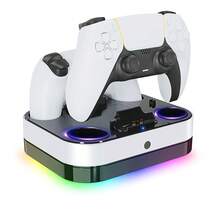 RGB Charging Dock, Dual Controller Fast Charging Station, Fully Charges In 2.5 Hours, Overcharge Protection, Compatible With Dual Sense/Elite Controller, Smart Status Indicator - View 3
