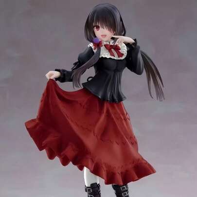 1pc Retro Black & Red Contrast Color Long Dress Anime Figure, Delicate Skirt Sway, Detailed Hair And Clothing Folds, Collectible Desktop Decor, Perfect Gift For Anime Fans, Compatible With Anime Photography Background, Cute Pose With Exquisite Outfit And Vivid Expression, Handmade Anime Style Figurine
