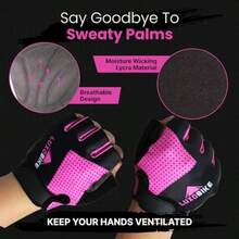 Guantes de ciclismo para bicicleta guantes de bicicleta de montaña antideslizantes acolchados transpirables con medio dedo accesorios deportivos para hombres y mujeres - Rosa  Medio dedo - Ver 5