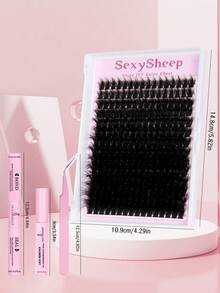 224pcs DIY False Eyelashes Set, Including Individual Lashes, Adhesive, Makeup Remover, Eyelash Curler, Create Natural & Soft Lash Effect, Suitable For Beginners, Various Lash Combinations To Meet Different Makeup Needs - Black - View 13