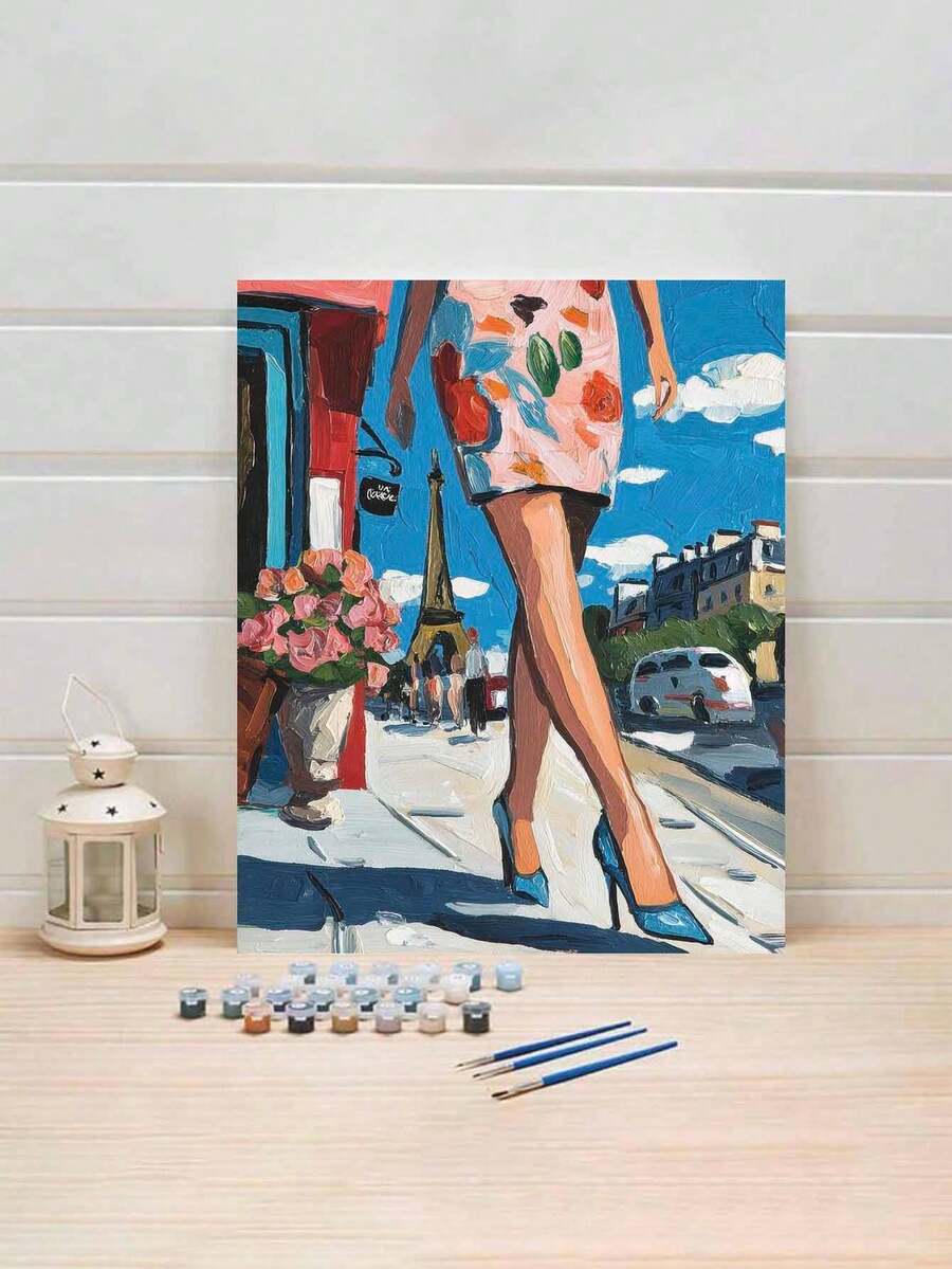 巴黎城市艺术DIY丙烯画套装，1套，成人手工，无框艺术画套装，适用于卧室装饰和墙面艺术装饰，绘画方法简单有趣，无需绘画基础，实现您的绘画梦想，沉浸在缤纷多彩的世界中，每一笔都是自我表达，为生活增添浪漫气息，是馈赠亲朋好友的最佳礼物，节日礼物，40*50厘米