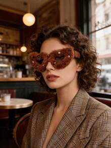 1 Cặp kính thời trang hình trái tim đính đá nhung đỏ, kính thời trang nhung dễ thương phong cách Y2K Millennium Girl, phụ kiện chụp ảnh dự tiệc Giáng sinh, Năm mới, Sinh nhật, quà tặng - Nhiều màu - Xem 6