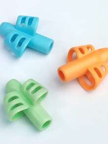 3psc Kids Silicone Pencil Grips, 3-Finger Posture Correction Tool, Ergonomic Writing Aid For Students & Toddlers - 2603-5301 - View 7
