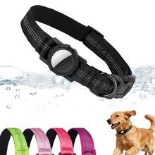 1pc Pet Collar With Airtag Holder, Reflective Adjustable Anti-Lost Positioning Collar For Medium & Large Dogs (Airtag Not Included) - Black - View 4