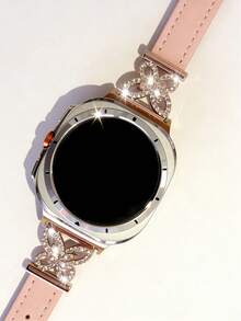 1件玫瑰粉鑲嵌人造鋯石錶帶，適用於Galaxy Watch 8；1件女士珠寶手鍊式PU皮革時尚錶帶，適用於Galaxy Watch 8 40mm 44mm；可調節替換錶帶配件，運動錶帶，男女通用，適合4.7至6.8英吋手腕 - 玫瑰粉 - 查看 7