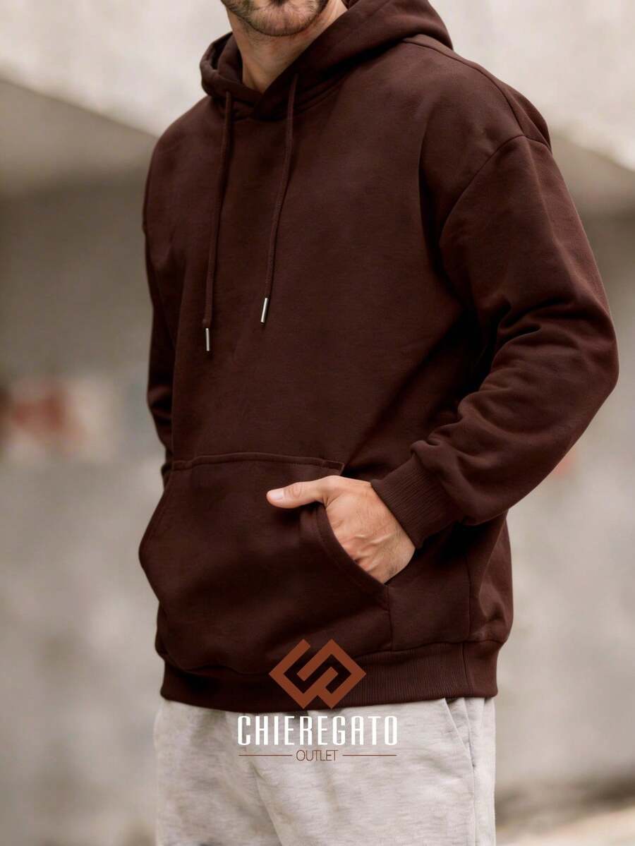Men's Closed Sweatshirt, Fleece Hooded Jacket, Winter Basic Casual Jacket - Rỉ Nâu - Xem 1