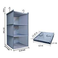 Organizador de clóset colgante y almacenamiento de 3 estantes estantes de almacenamiento plegables de fácil montaje estantes de almacenamiento de clóset bolsos zapatos accesorios tela de - 3 Repisas - Ver 3