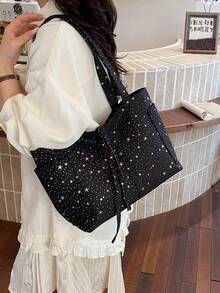 2026 New Arrival Large Capacity Versatile Casual Cute Crossbody Tote Bag, Fashionable Korean Style - Black - View 2