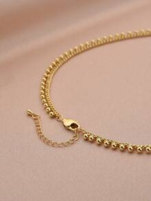 1pc 18K Gold Plated Natural Pearl Necklace, Mother's Day, Valentine's Day, Birthday, Wedding, Engagement, Bridal Gift For Her - White - View 3