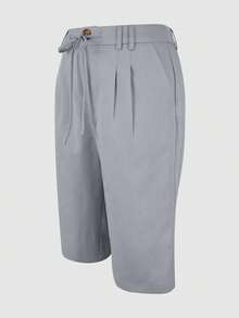 Quần short nữ màu xám kiểu dáng thường ngày, chất liệu vải dệt không co giãn, có túi tiện dụng. - Xám - Xem 3