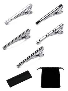 Men's Tie Clip, Classic Silver Tie Clip Set, Premium Gift Box Packaging - Silver - View 7