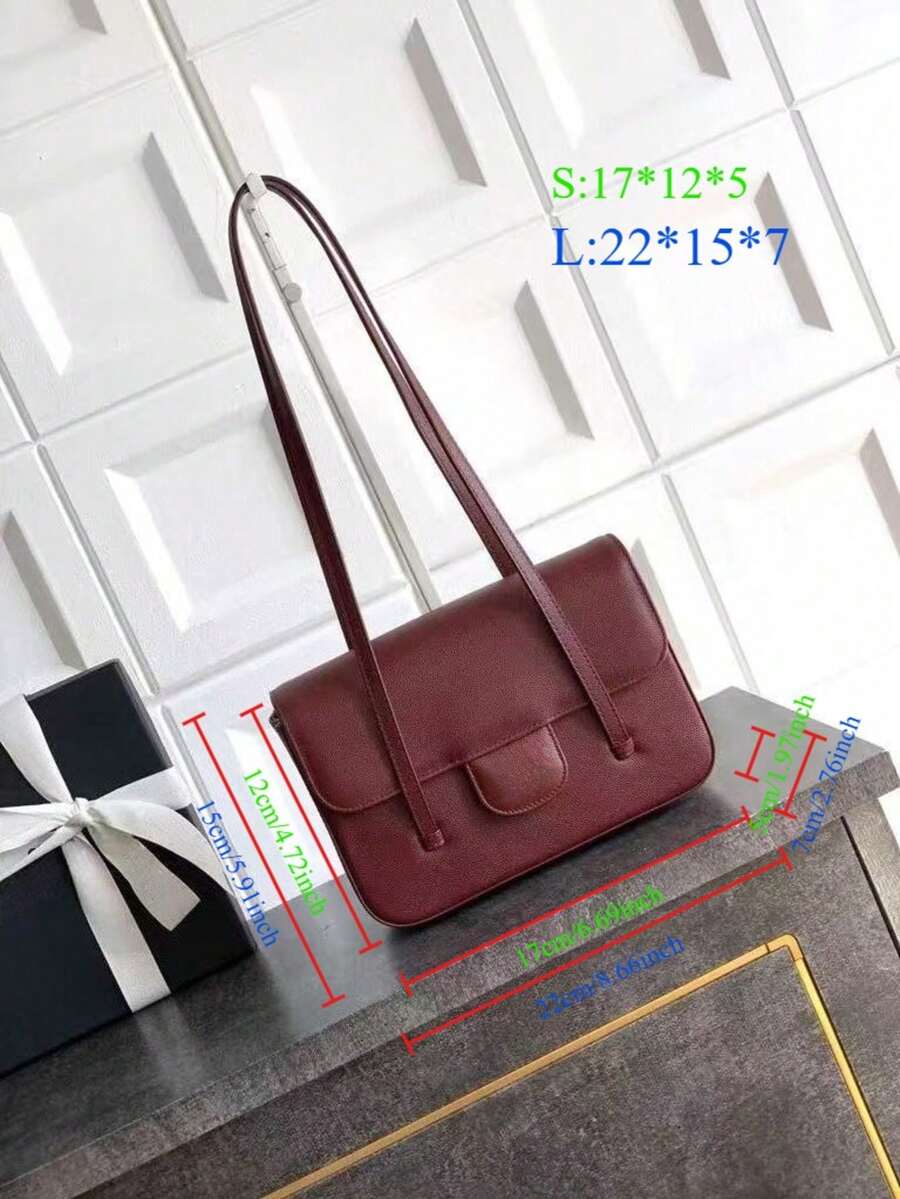 Ruby Red Leather Women's Crossbody Bag – Minimalist Shoulder Bag With Adjustable Strap, Compact Size (S: 17x12x5 Cm / L: 22x15x7 Cm), Elegant Everyday Handbag - Burdeos - Ver 1
