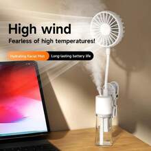 OBOVAY 3-In-1 Clip-On Handheld Desk Mist Fan, 4 Speed Settings, Nano Mist Humidifier, Quiet Strong Wind, USB Rechargeable, Suitable For Baby Stroller, Parasol, 1200mAh - Clip-on - View 7