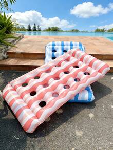 Colchón inflable a rayas, cojín inflable grueso tipo tumbona, flotador inflable para adultos para piscina, artículos esenciales para la playa, flotador de piscina - Multicolor - Ver 5