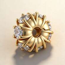 Hạt charm mạ vàng lấp lánh, phù hợp với vòng tay kiểu rắn nguyên bản, dây chuyền để tự làm trang sức bạc 925, quà tặng trang sức cho nữ, con gái. - Vàng - Xem 25