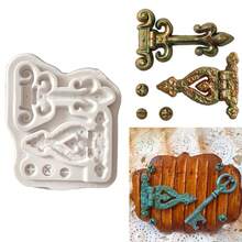 قالب سيليكون على شكل قفل ومفتاح DIY للديكور اليدوي، تزيين كعكة الفوندان، قالب حلوى، أداة مطبخ، أداة خبز، ديكور غطاء الكب كيك، قابل لإعادة الاستخدام لحفلات الزفاف وأعياد الميلاد - رمادي فاتح - مشاهدة 3