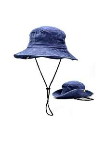 1pc Solid Color Washed Vintage Bucket Hat, Western Cowboy Hat, Foldable Bucket Hat For Outdoor Hiking Camping, Sun Protection Hat For Spring Summer Autumn, Suitable For Students And Couples Beach,Holiday,Travel - A - View 9