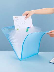 1pc Vertical File Folder, A4 13-Layer Accordion File Organizer, Portable Minimalist Document Bag, Student Subject Divider, Transparent Multi-Layer Expandable Handle File Folder, Large Capacity Exam Paper/Document Storage, Suitable For Office & School (Random Color & Shape Of Included Label) - 13th Floor - View 4