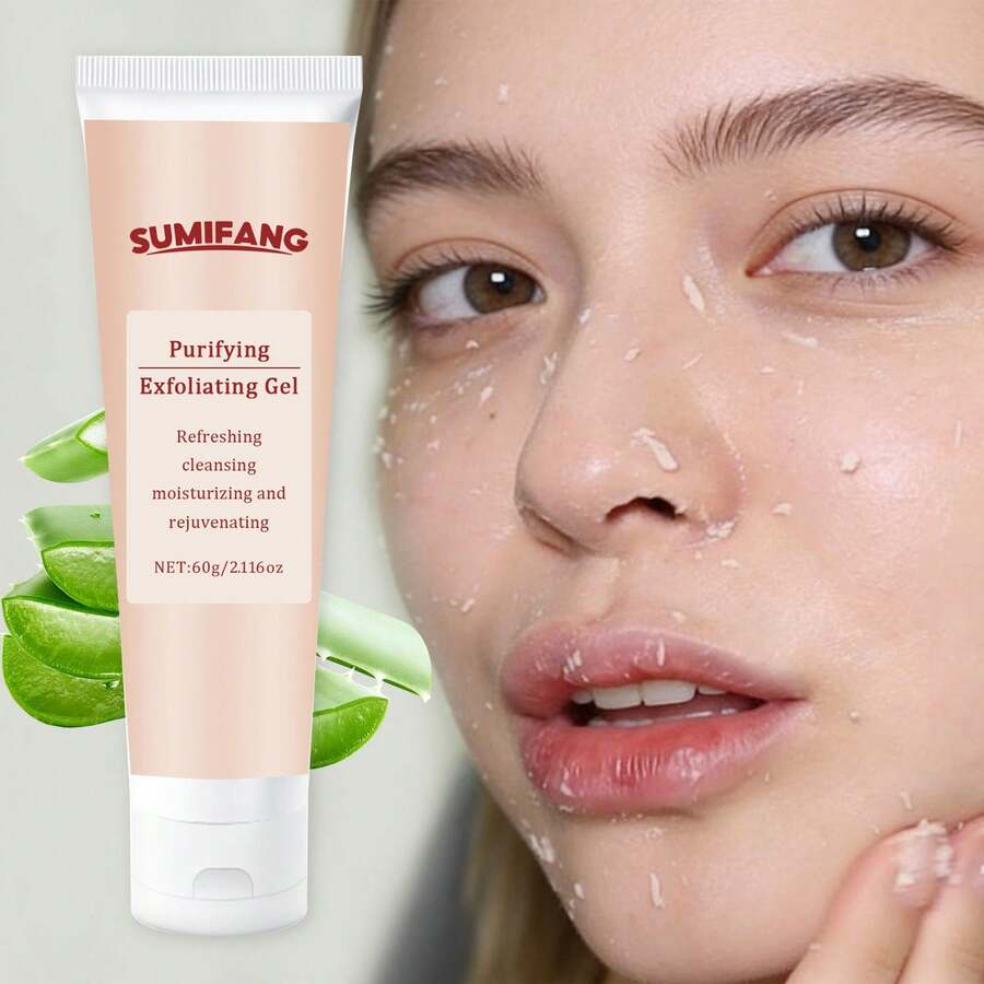 SUMIFANG Gel tẩy tế bào chết. Làm sạch sâu, dưỡng ẩm và phục hồi. Chứa lô hội và các chiết xuất thực vật khác, bổ sung độ ẩm, cải thiện tình trạng thô ráp, xỉn màu, làm mềm và tăng độ bóng cho da. 60g