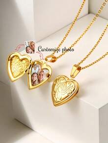 1 chiếc dây chuyền ảnh cá nhân hóa, mặt dây chuyền hình trái tim bằng thép không gỉ, hộp quà trang sức bằng thép không gỉ kèm khung ảnh cá nhân hóa, món quà tuyệt vời nhất dành cho phụ nữ, bà, mẹ, Ngày của Mẹ, Ngày Valentine, sinh nhật, kỷ niệm, tốt nghiệp, Giáng sinh, gia đình, bạn bè và bạn học. - ảnh vòng cổ - Xem 4