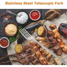 Rust-Proof Adjustable Length Fork, Versatile For Pasta, BBQ & Hot Pot, Essential For Independence Day Grill Parties - 銀色 - 查看 8