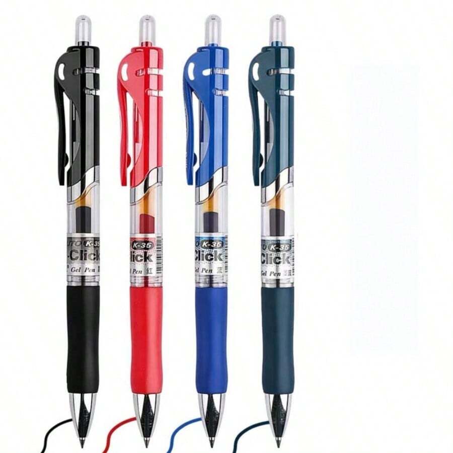 12pcs/Set K35 Black Ink 0.5mm Retractable Ballpoint Pens, Carbon Fiber Ink Pens For Office, School, Exams - Sets - View 1