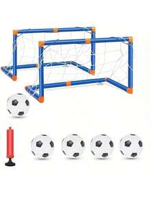 Mini portería de fútbol plegable, la mejor opción para deportes al aire libre en verano, set de marco de poste de fútbol de plástico, juguete deportivo inflable para adolescentes, adecuado para juegos de equipo tanto en interiores como en exteriores - Azul - Ver 2
