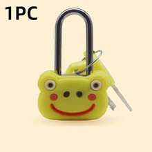 10个可爱卡通动物迷你挂锁（青蛙/熊/猪/象/狗），硅胶套和防锈金属锁芯，适用于行李箱、抽屉、日记本和储物柜。 - 長梁鎖 - 查看 11