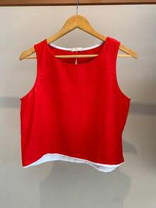 BLUSA FEMININA REGATA CASUAL BASIC - Vermelho - Visão 4