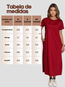 Comfortable Women's Midi Dress With Practical Pocket And Side Slit - Casual And Elegant - 深紅色 - 查看 3