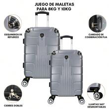 2-Piece Hard-Shell Suitcase Set, 20 And 18 Inches, Hand Luggage, 10KG And 8KG, Lightweight PC+ABS Material, 360° Detachable Wheels With Integrated Lock - Silver - View 4