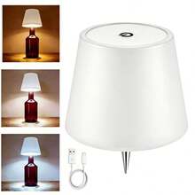 Wireless LED Bottle Light, Touch Control Design - USB Rechargeable, 2000mAh Battery, Tri-Color Ambient Light, Wireless Lampshade, Bottle Stopper Night Light Set, Suitable For Bedrooms, Bars, Parties, Wedding Decorations, Gardens, Creative Gifts. - White - View 2