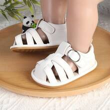 1 Pair Boys & Girls Breathable Non-Slip Hook & Loop Design Toddler Sandals, Suitable For Spring, Summer And Autumn - White - View 10