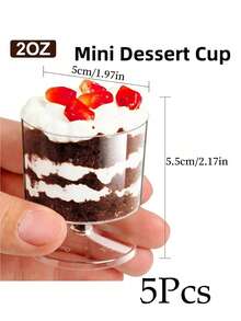 5/10/20个装可重复使用蛋糕杯（带盖），冷萃酸奶杯，椰子布丁杯，燕麦杯（带盖），防震甜点杯，耐用防裂酸奶杯，奶油蛋糕盒，透明甜点杯，透明蛋糕盒，适用于水果蛋糕、慕斯和冰淇淋，水果碗，慕斯容器，时尚餐具，现代甜点用具，轻便杯子，耐用塑料，甜点容器，家庭烘焙，餐饮服务 - 彩色 - 查看 11