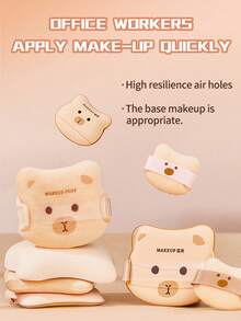 This 8-Piece Makeup Set Is Suitable For Both Wet And Dry Use. It Features A Soft Sponge Material, An Adorable Cartoon Bear Design, High Elasticity, Even Coverage, Skin-Friendly Formula, Doesn't Absorb Much Product, And Is Easy To Clean. The Powder Puff Is Perfect For Everyday Makeup, Makeup Artist Use, And Travel. - Apricot - View 2