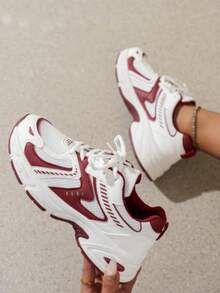 Soft Leather Thick-Soled Height-Enhancing Sneakers, Women's Breathable Mesh 2025 Spring, Summer And Autumn New Casual Running Shoes, Music Festival Millennial Style Back To School Must-Have - 玫瑰紅 - 查看 3