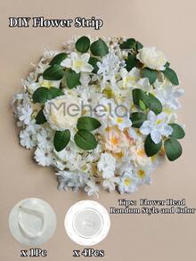 MEHELANY 60/30 件白色悬挂花环装饰，DIY 花帘材料，人造花吊坠装饰，适用于漂浮花墙挂饰、婚礼生日房间装饰、毕业典礼、家居花园、春夏婚礼派对拱门装饰（DIY 花环套装）（花头直径随机 3-8 厘米） - 白色 - 查看 4