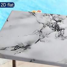 1件装弹力包边桌布，轻便可水洗，黑白大理石纹弹力桌布，现代简约设计，适合作为乔迁礼物、家居装饰、家庭聚会、户外装饰、节日庆典、室内/室外使用。 - 彩色 - 查看 6