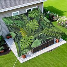 1pc Digital Printed Sun Shade Canopy, Patio Sun Shade Sail, Nature Green Plant & Floral Pattern, Fade-Resistant, Quality Polyester Fabric, Sturdy & Durable, Comes With 4 Fixing Ropes, Washable, Suitable For Outdoor, Patio, Camping, Beach - A - View 1