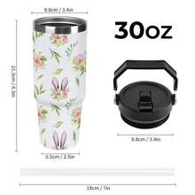 30oz  Easter, Bunny Ears, Flowers, Easter Eggs Stanley Style Tumbler Wrapped Graffiti SGRHO Mug - White - View 2