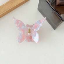 1个醋酸纤维材质的6厘米蝴蝶发爪夹，渐变鲨鱼齿设计，甜美马尾夹，适合女性和女孩日常佩戴，夏季服装发夹，沙滩配饰 - 彩色 - 查看 14