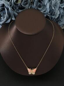 Stainless Steel Butterfly Necklace For Women, Magnetic Openable New Design Necklace - Multicolor - View 7