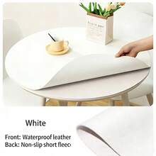 1pc Round PU Leather Placemat, Odorless Washable Waterproof Non-Slip Heat-Resistant Desk Pad, Protective Table Cover For Dining Table, Coffee Table, Home And Restaurant Use, Seamless Fit Design - White - View 12