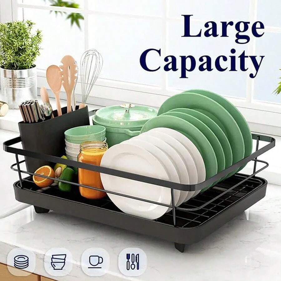 Escurridor de platos para fregadero, organizador de almacenamiento dividido, escurridor de platos para encimera de cocina - Multicolor - Ver 1